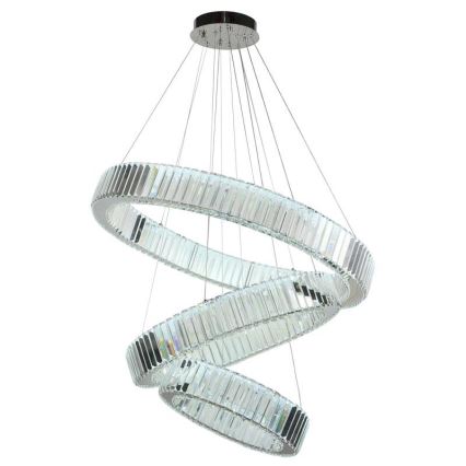 Lustre de cristal regulável num fio LED/115W/230V 3000-6500K cromado brilhante + comando