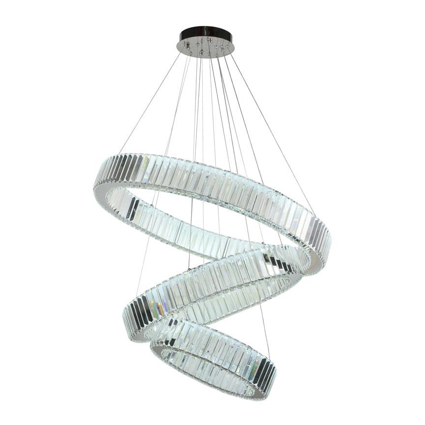 Lustre de cristal regulável num fio LED/115W/230V 3000-6500K cromado brilhante + comando