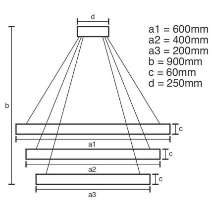 Candeeiro suspenso LED com regulação LED/165W/230V 3000-6500K diâmetro 60 cm + comando