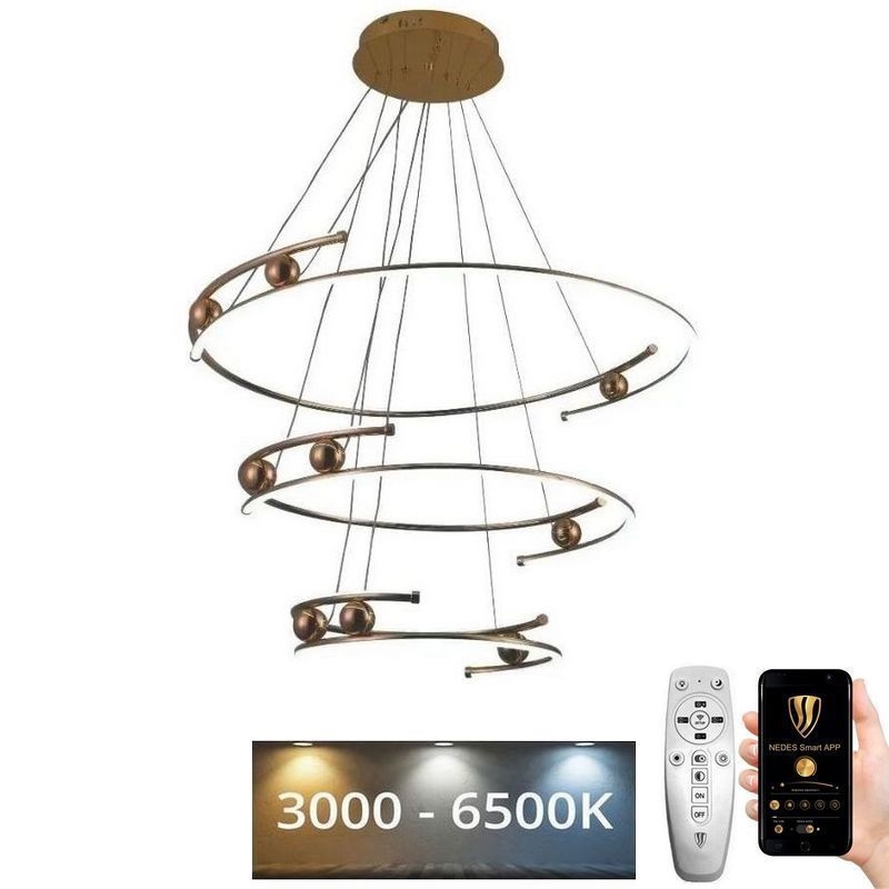 Candeeiro suspenso LED com regulação LED/170W/230V 3000-6500K diâmetro 80 cm + comando