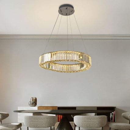 Lustre de cristal regulável num fio LED/40W/230V 3000-6500K cromado brilhante + comando