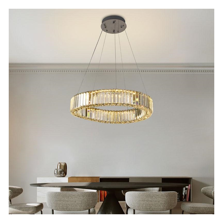 Lustre de cristal regulável num fio LED/40W/230V 3000-6500K cromado brilhante + comando