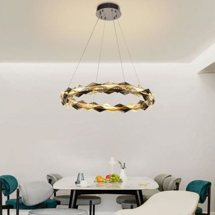 Lustre de cristal regulável num fio LED/40W/230V 3000-6500K cromado brilhante + comando