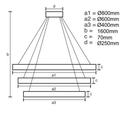 Candeeiro suspenso LED com regulação LED/45W/230V 3000-6500K diâmetro 80 cm + comando