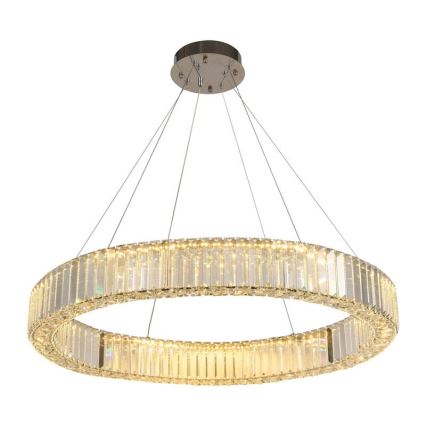 Lustre de cristal regulável num fio LED/50W/230V 3000-6500K cromado brilhante + comando