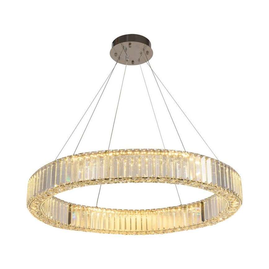 Lustre de cristal regulável num fio LED/50W/230V 3000-6500K cromado brilhante + comando