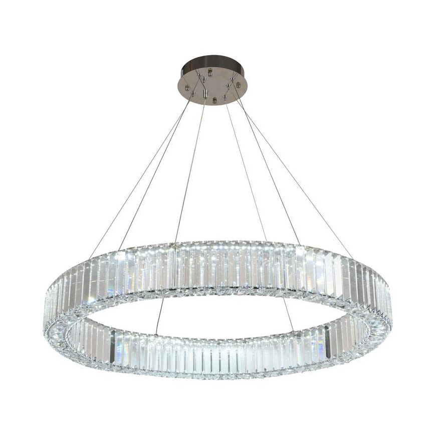 Lustre de cristal regulável num fio LED/50W/230V 3000-6500K cromado brilhante + comando