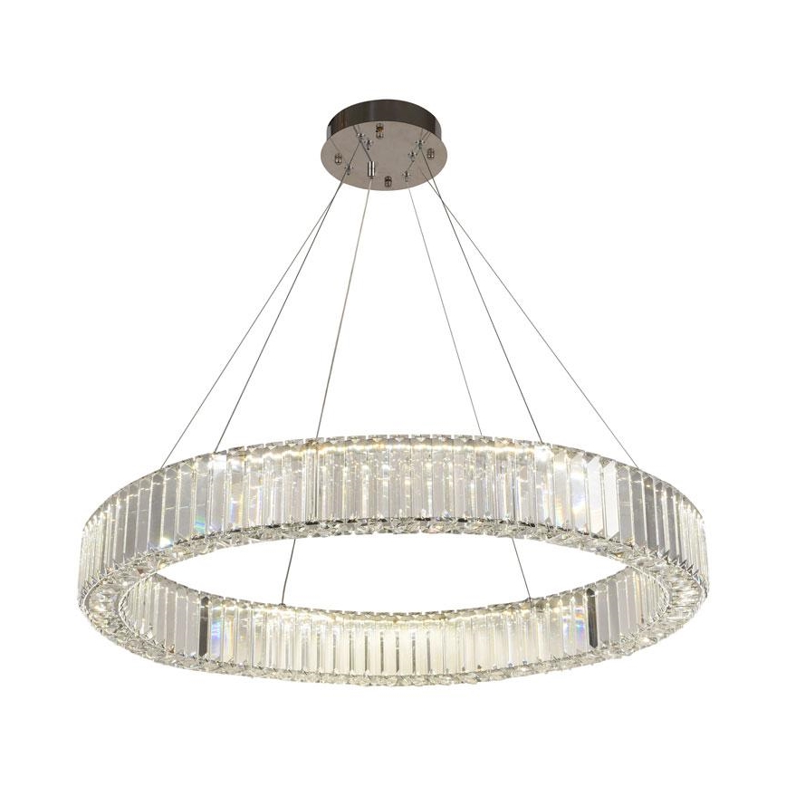 Lustre de cristal regulável num fio LED/50W/230V 3000-6500K cromado brilhante + comando