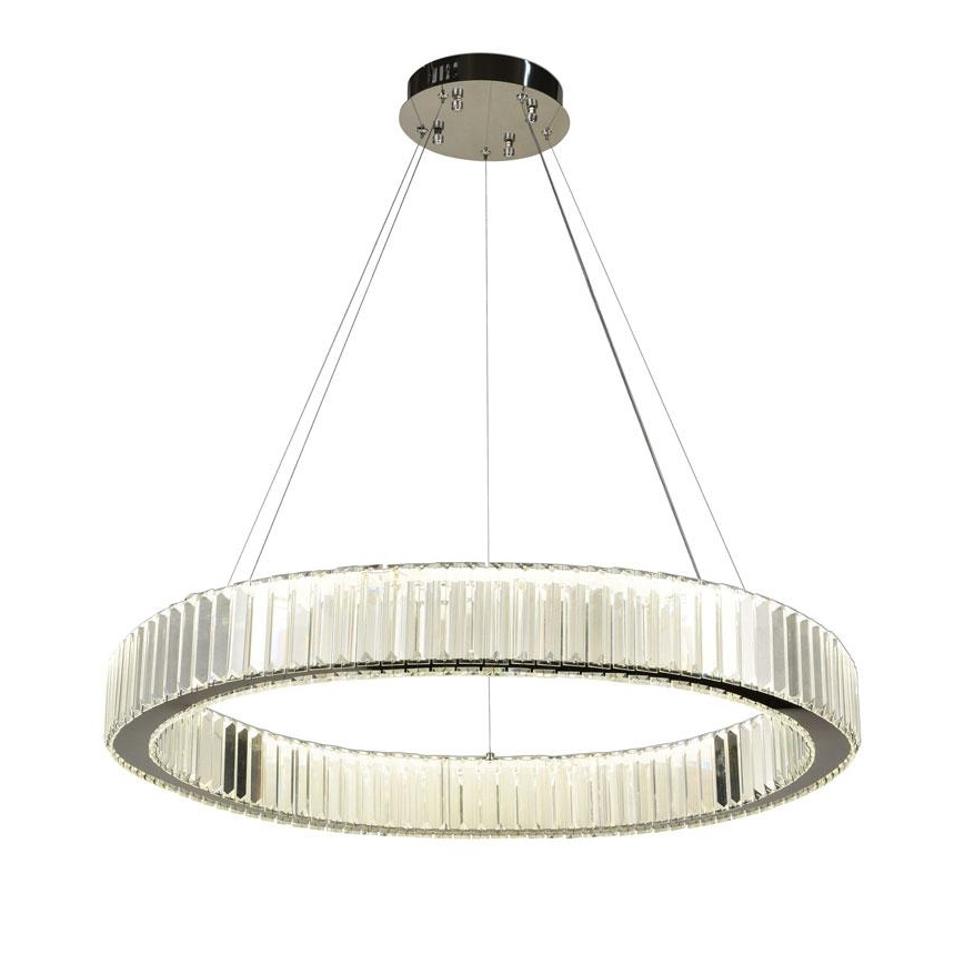 Lustre de cristal regulável num fio LED/50W/230V 3000-6500K cromado brilhante + comando