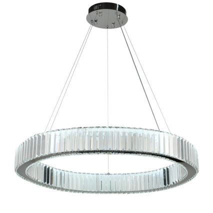 Lustre de cristal regulável num fio LED/50W/230V 3000-6500K cromado brilhante + comando