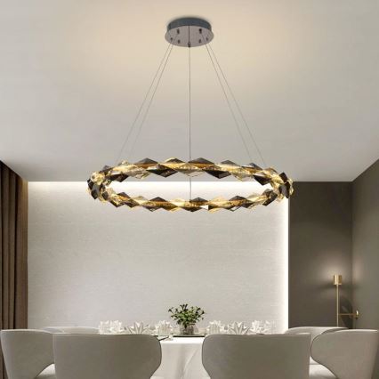 Lustre de cristal regulável num fio LED/55W/230V 3000-6500K cromado brilhante + comando
