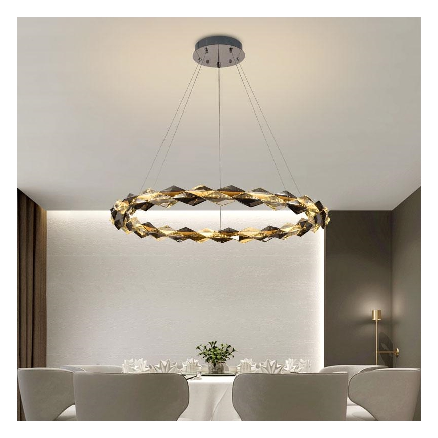 Lustre de cristal regulável num fio LED/55W/230V 3000-6500K cromado brilhante + comando