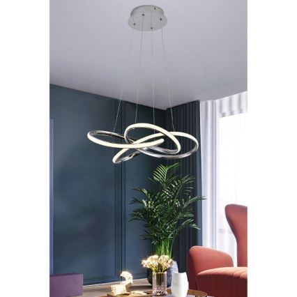 Candeeiro suspenso LED com regulação LED/65W/230V 3000-6500K diâmetro 48 cm cinzento + comando