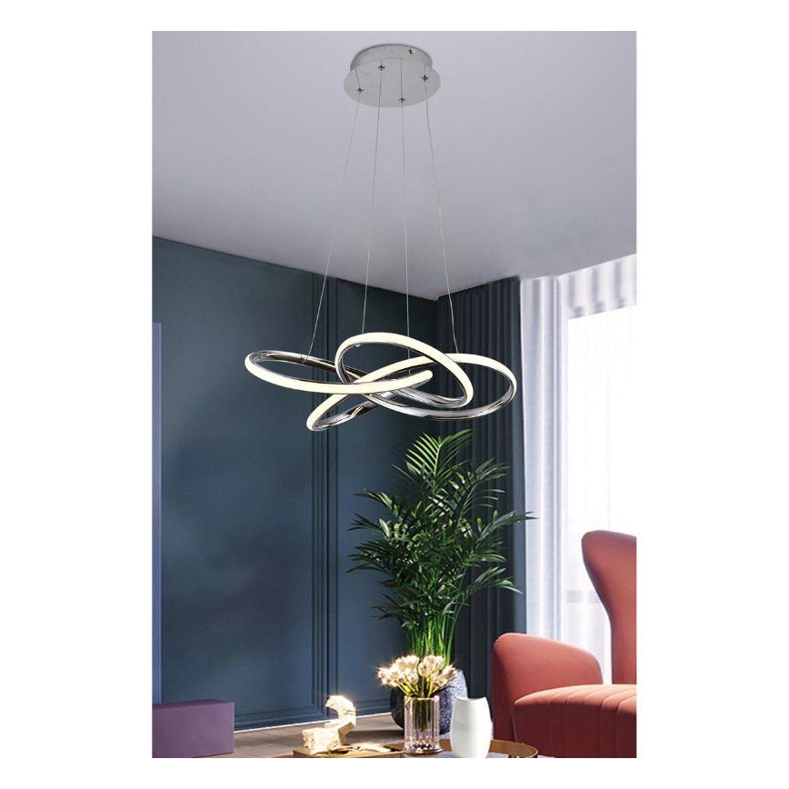 Candeeiro suspenso LED com regulação LED/65W/230V 3000-6500K diâmetro 48 cm cinzento + comando