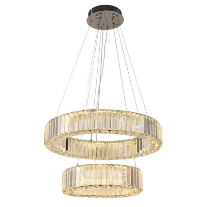 Lustre de cristal regulável num fio LED/65W/230V 3000-6500K cromado brilhante + comando