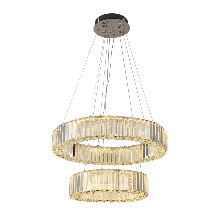 Lustre de cristal regulável num fio LED/65W/230V 3000-6500K cromado brilhante + comando