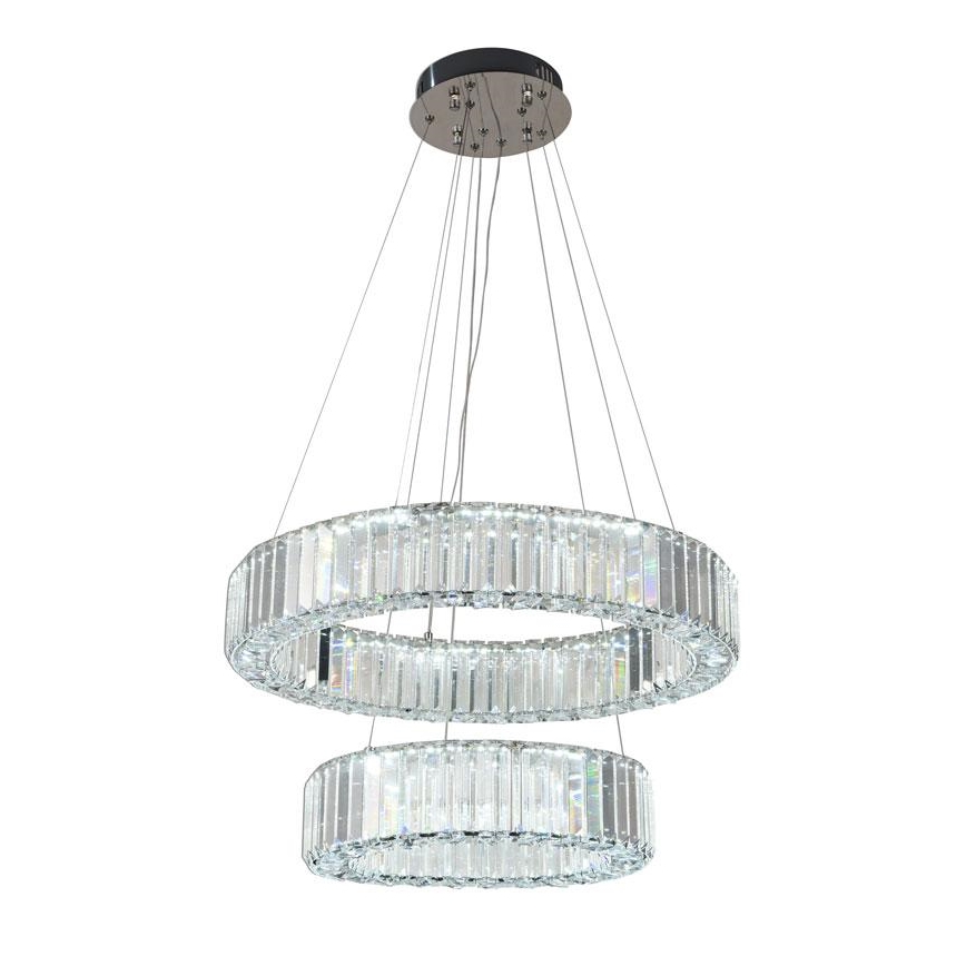 Lustre de cristal regulável num fio LED/65W/230V 3000-6500K cromado brilhante + comando