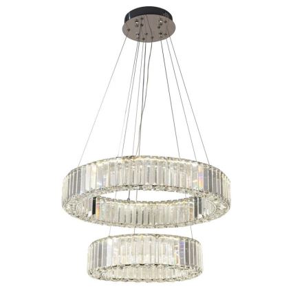 Lustre de cristal regulável num fio LED/65W/230V 3000-6500K cromado brilhante + comando