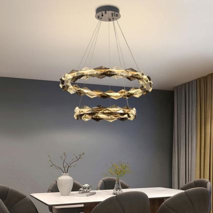 Lustre de cristal regulável num fio LED/65W/230V 3000-6500K cromado brilhante + comando