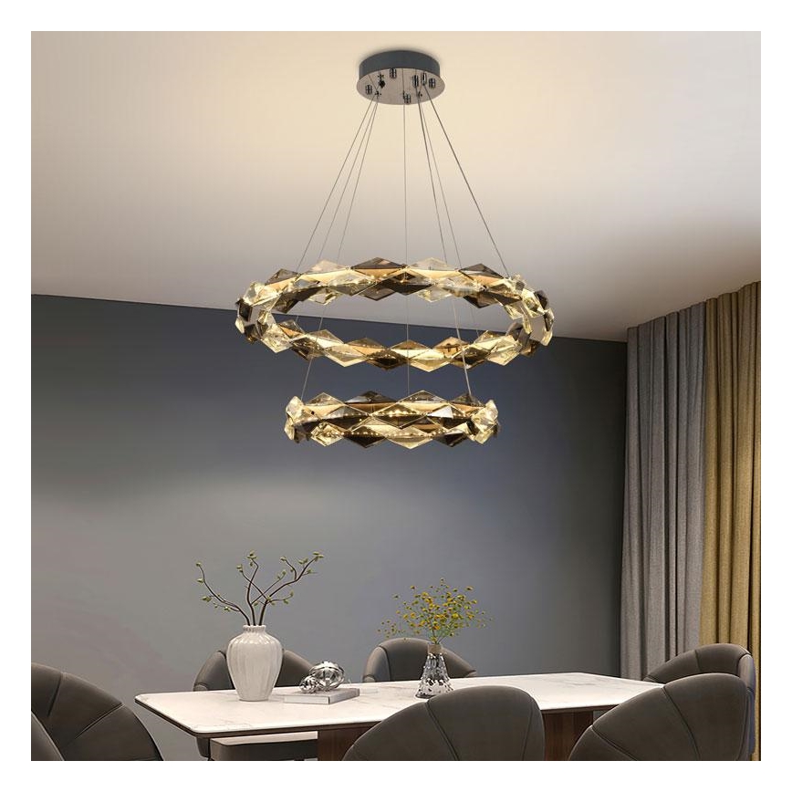 Lustre de cristal regulável num fio LED/65W/230V 3000-6500K cromado brilhante + comando