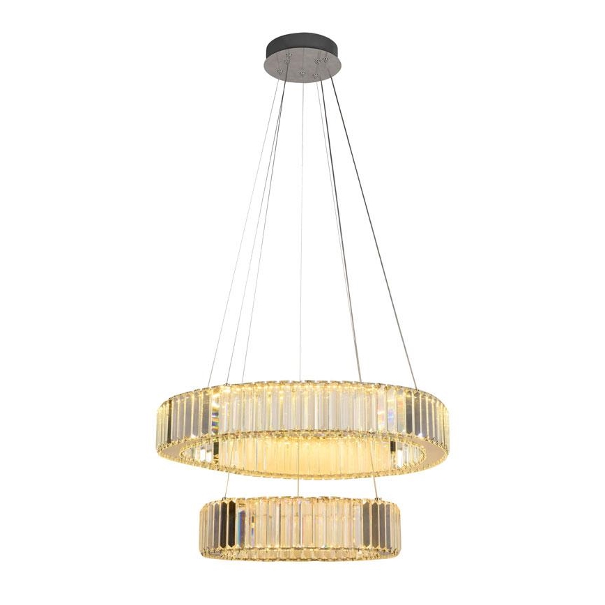 Lustre de cristal regulável num fio LED/65W/230V 3000-6500K cromado brilhante + comando