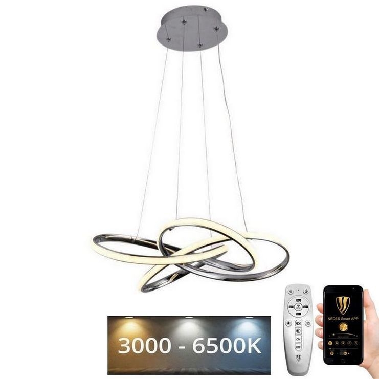 Candeeiro suspenso LED com regulação LED/65W/230V 3000-6500K diâmetro 48 cm cinzento + comando
