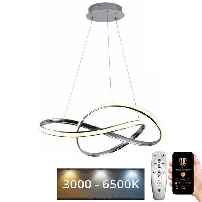 Candeeiro suspenso LED com regulação LED/70W/230V 3000-6500K cromado brilhante + comando