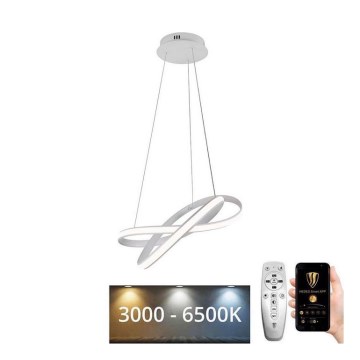 Candeeiro suspenso LED com regulação LED/70W/230V 3000-6500K diâmetro 55 cm branco + comando