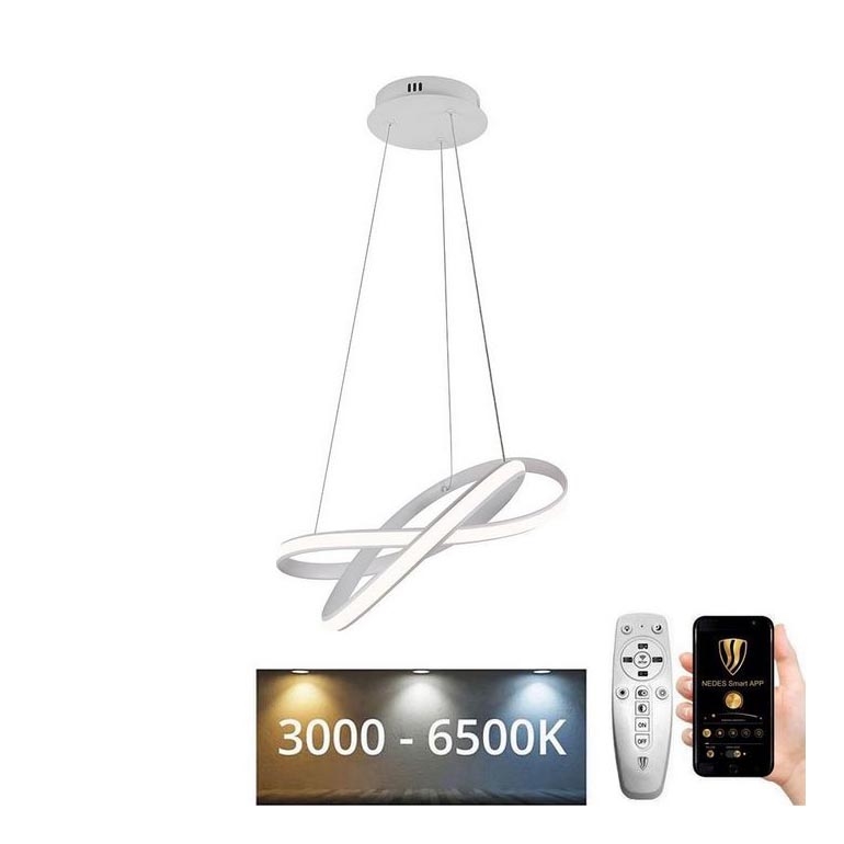 Candeeiro suspenso LED com regulação LED/70W/230V 3000-6500K diâmetro 55 cm branco + comando