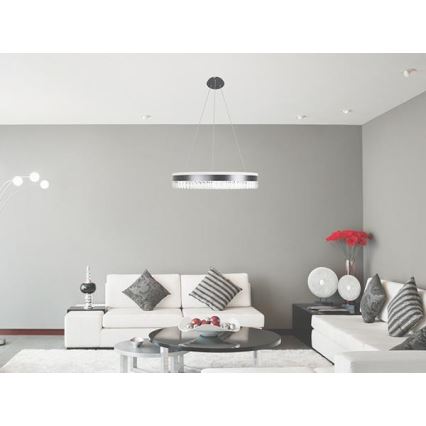 LED Regulação cristal candeeiro suspenso LED/80W/230V 3000-6500K preto + comando