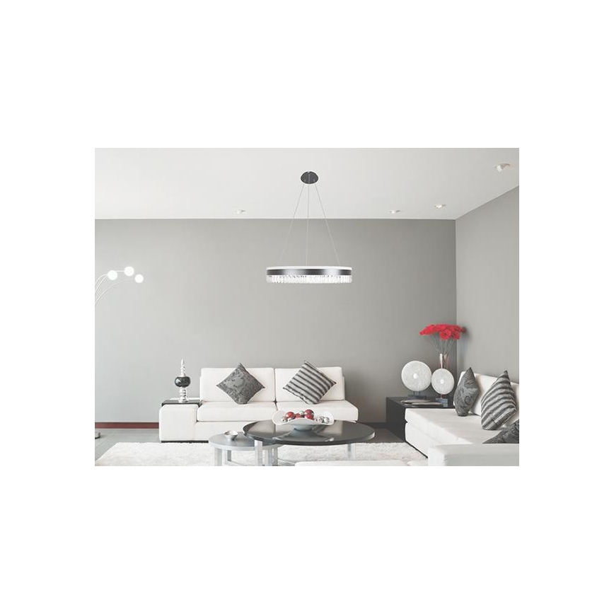 LED Regulação cristal candeeiro suspenso LED/80W/230V 3000-6500K preto + comando