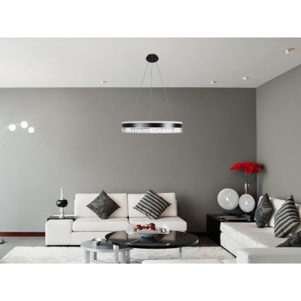 LED Regulação cristal candeeiro suspenso LED/80W/230V 3000-6500K preto + comando