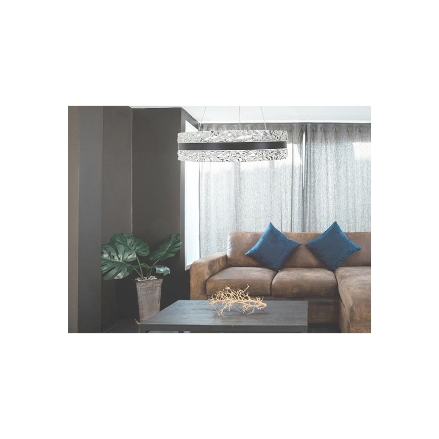 LED Regulação cristal candeeiro suspenso LED/80W/230V 3000-6500K preto + comando