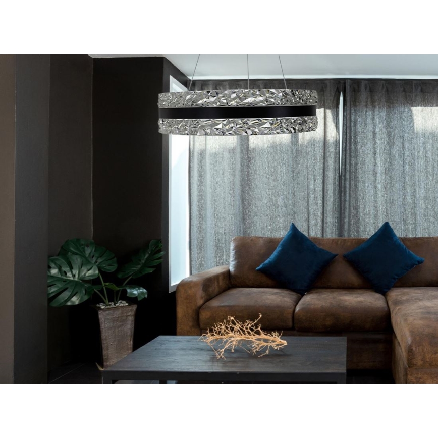 LED Regulação cristal candeeiro suspenso LED/80W/230V 3000-6500K preto + comando