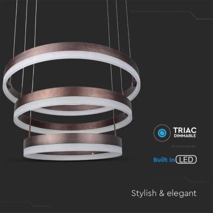 Candeeiro suspenso LED com regulação LED/86W/230V 3000K castanho