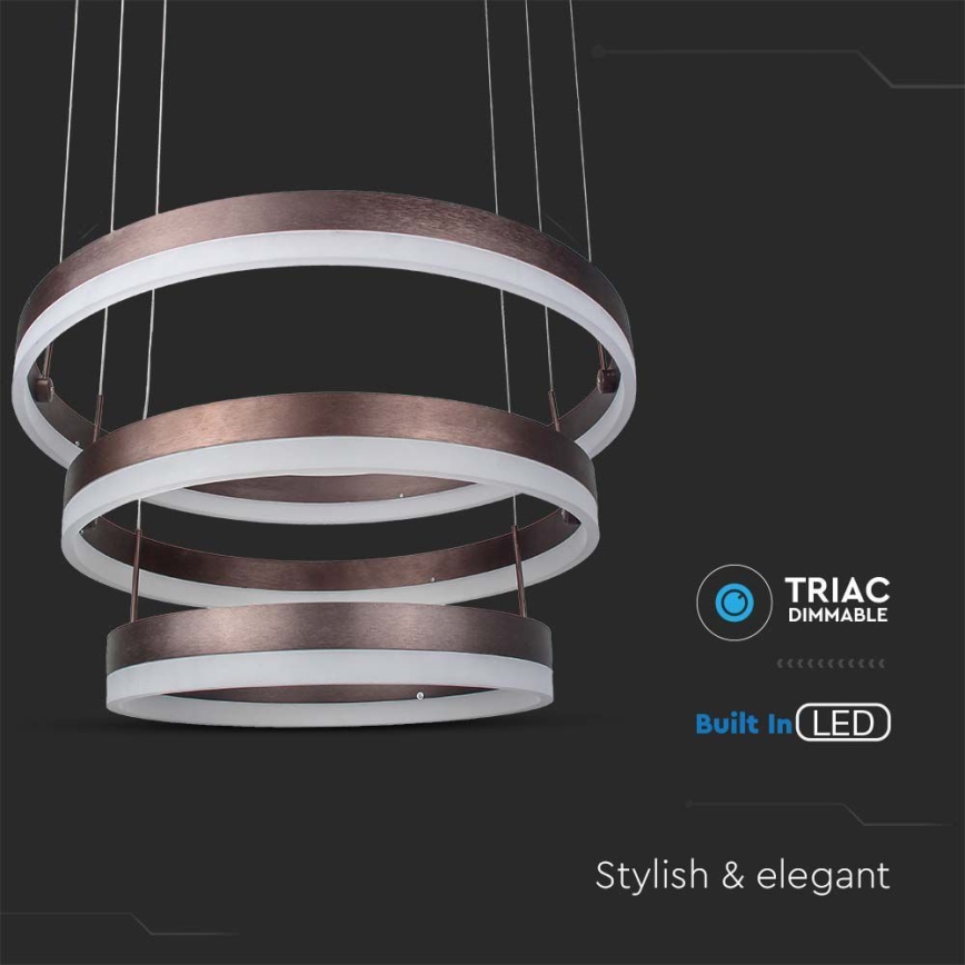 Candeeiro suspenso LED com regulação LED/86W/230V 3000K castanho