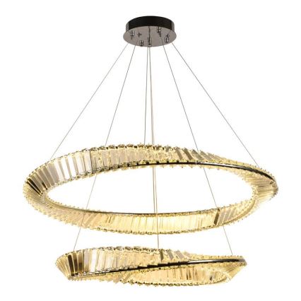 Lustre de cristal regulável num fio LED/90W/230V 3000-6500K cromado brilhante + comando
