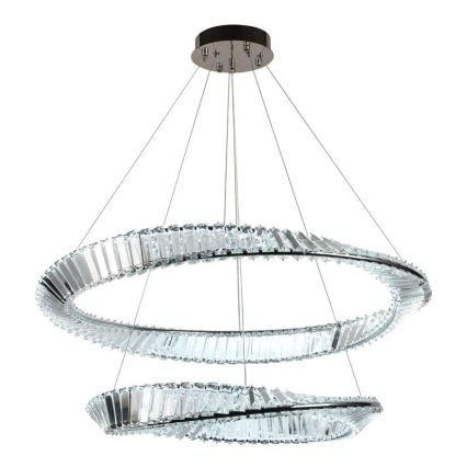Lustre de cristal regulável num fio LED/90W/230V 3000-6500K cromado brilhante + comando