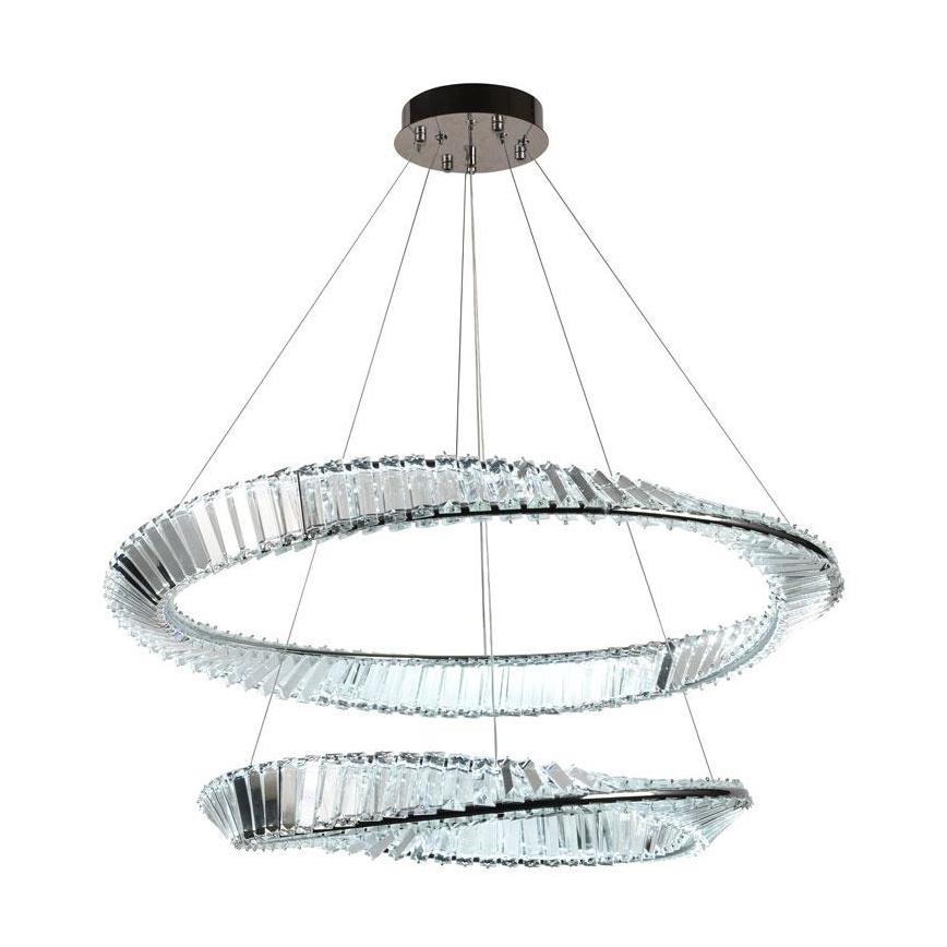 Lustre de cristal regulável num fio LED/90W/230V 3000-6500K cromado brilhante + comando