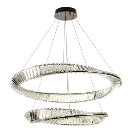 Lustre de cristal regulável num fio LED/90W/230V 3000-6500K cromado brilhante + comando