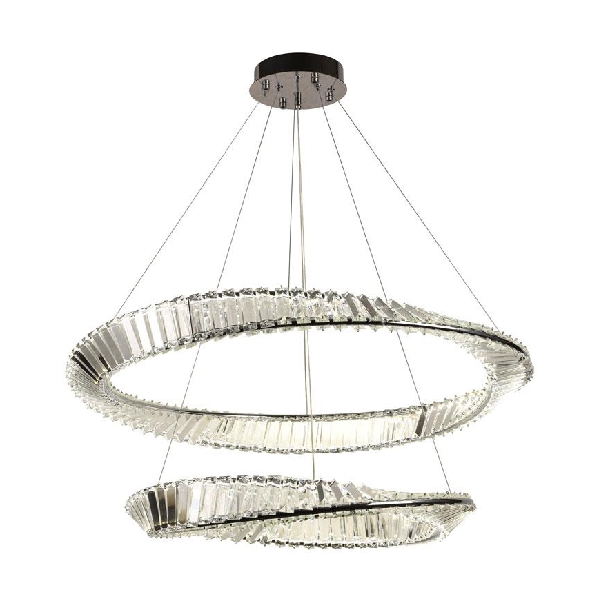 Lustre de cristal regulável num fio LED/90W/230V 3000-6500K cromado brilhante + comando