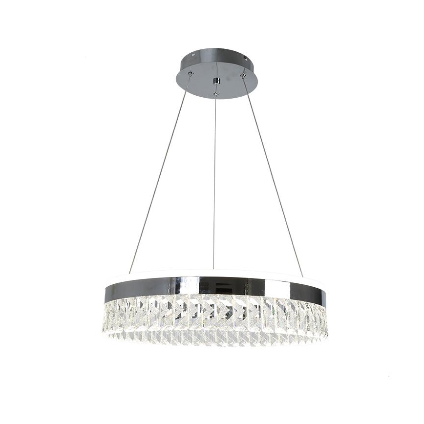 Lustre de cristal regulável num fio LED/90W/230V 3000-6500K cromado brilhante + comando