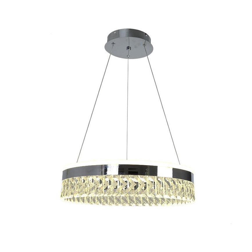 Lustre de cristal regulável num fio LED/90W/230V 3000-6500K cromado brilhante + comando