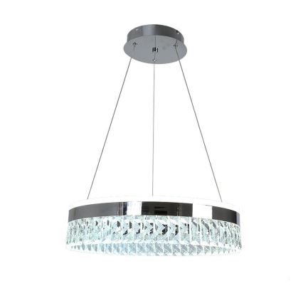 Lustre de cristal regulável num fio LED/90W/230V 3000-6500K cromado brilhante + comando