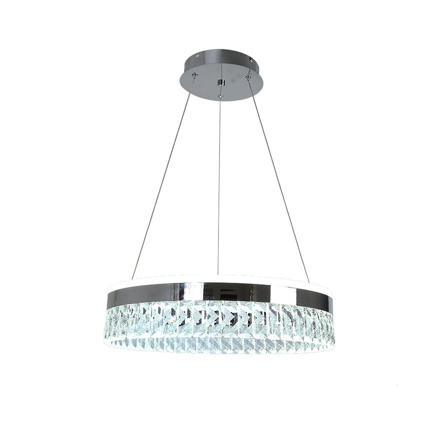 Lustre de cristal regulável num fio LED/90W/230V 3000-6500K cromado brilhante + comando