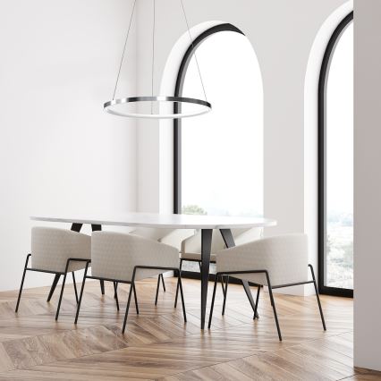 Candeeiro suspenso LED HOOP LED/27W/230V diâmetro 50 cm 4000K cromado brilhante
