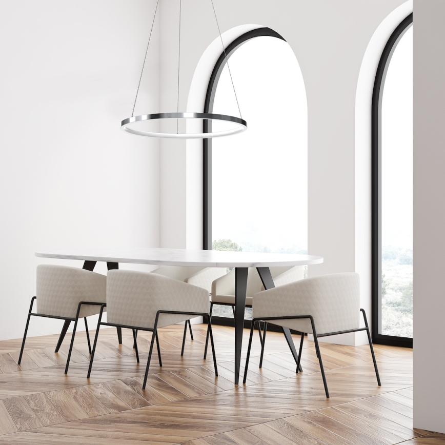 Candeeiro suspenso LED HOOP LED/27W/230V diâmetro 50 cm 4000K cromado brilhante