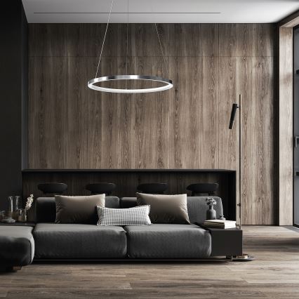 Candeeiro suspenso LED HOOP LED/27W/230V diâmetro 50 cm 4000K cromado brilhante