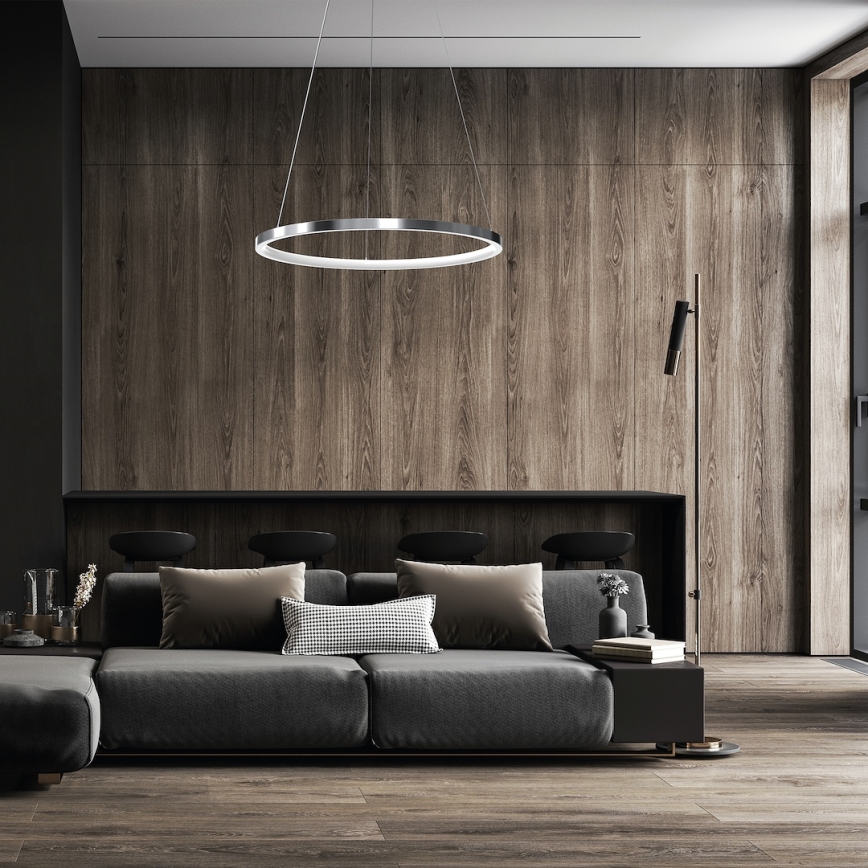 Candeeiro suspenso LED HOOP LED/27W/230V diâmetro 50 cm 4000K cromado brilhante