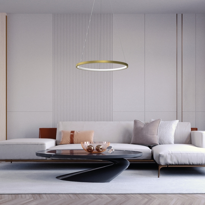 Candeeiro suspenso LED HOOP LED/27W/230V diâmetro 50 cm 4000K dourado